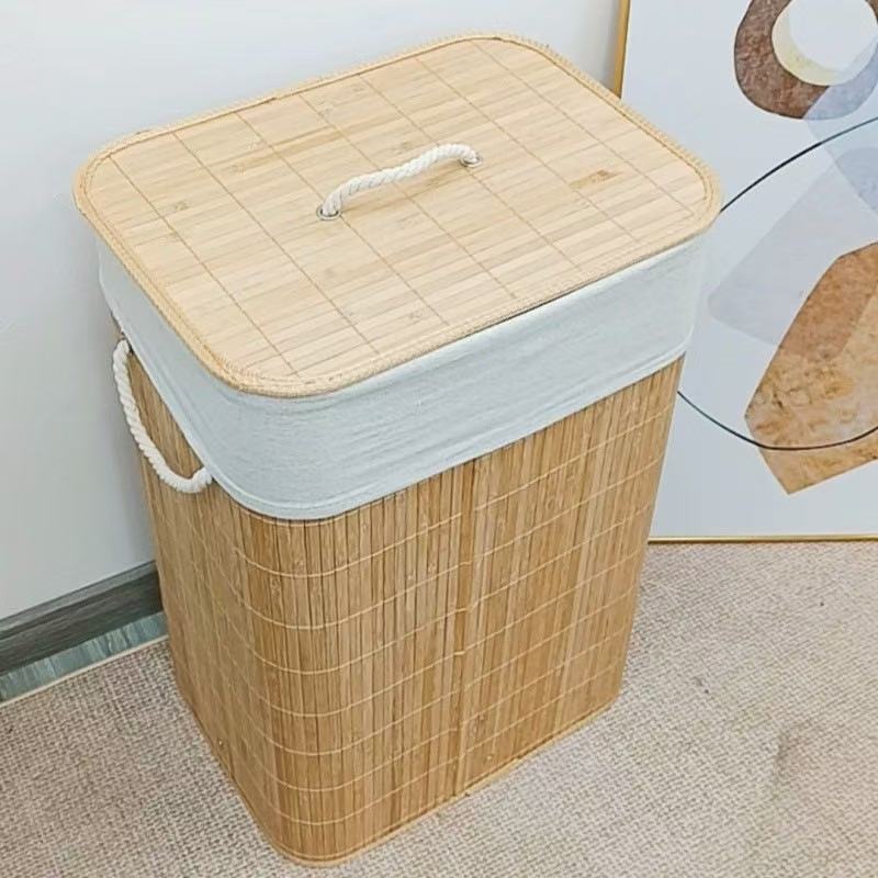 Stylischer Wäschebehälter mit Bambusdeckel Brehn