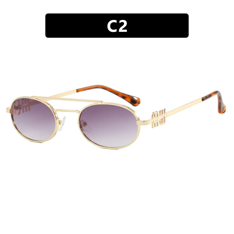 Damen elegante ovale Sonnenbrille mit luxuriösem Metallrahmen Brehn