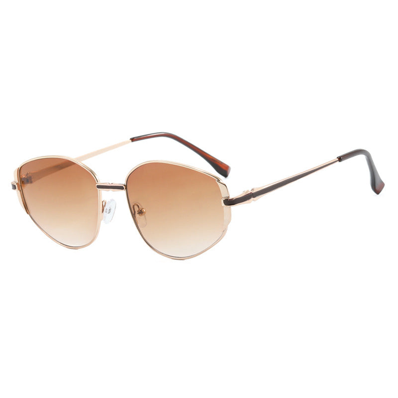 Damen moderne geometrische Sonnenbrille mit stilvollem Metallrahmen Brehn