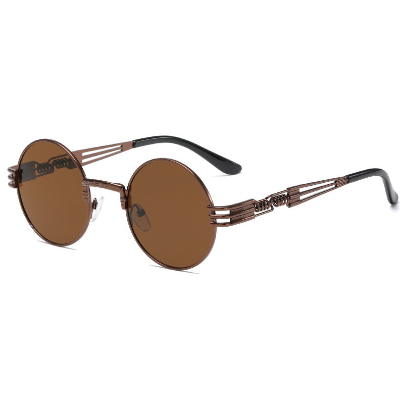 Damen Retro-Inspirierte runde Sonnenbrille mit einzigartigem Metallrahmen Brehn