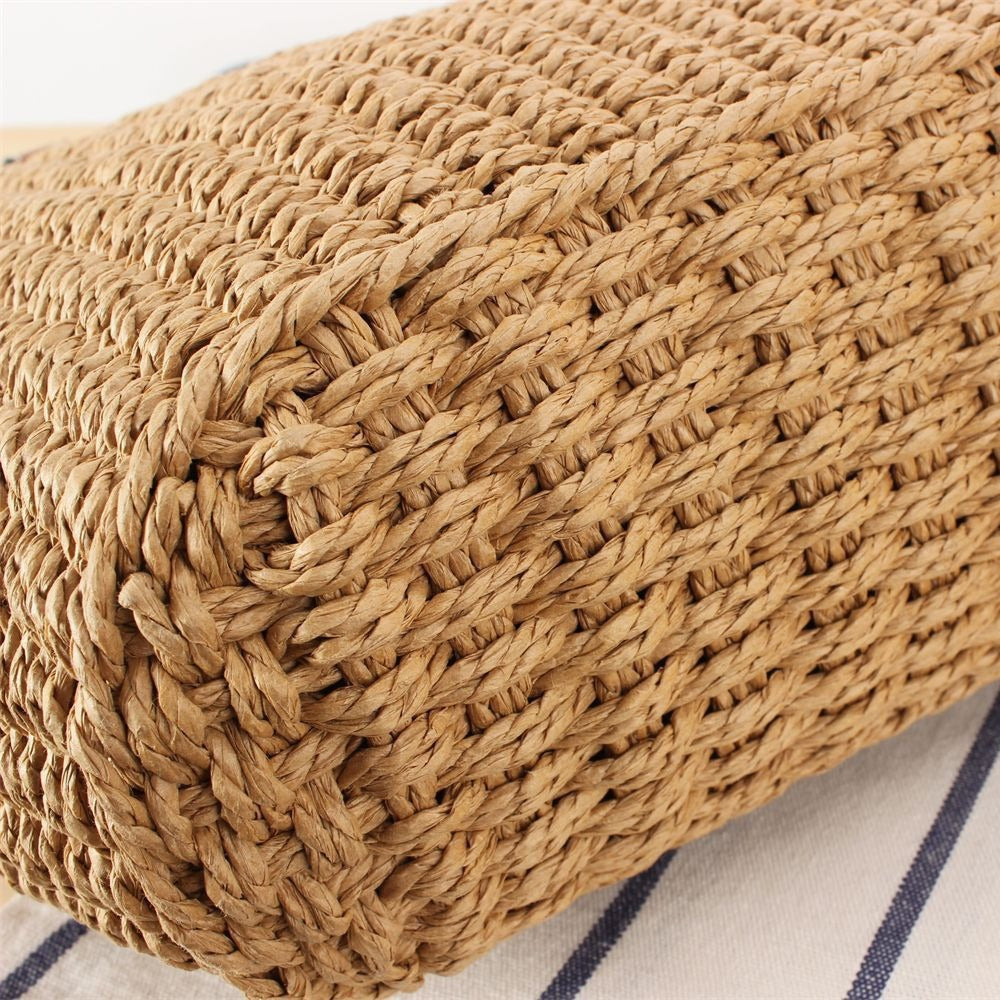 Strandtasche Aus Handgewebtem Naturmaterial mit Robusten Lederriemen Brehn