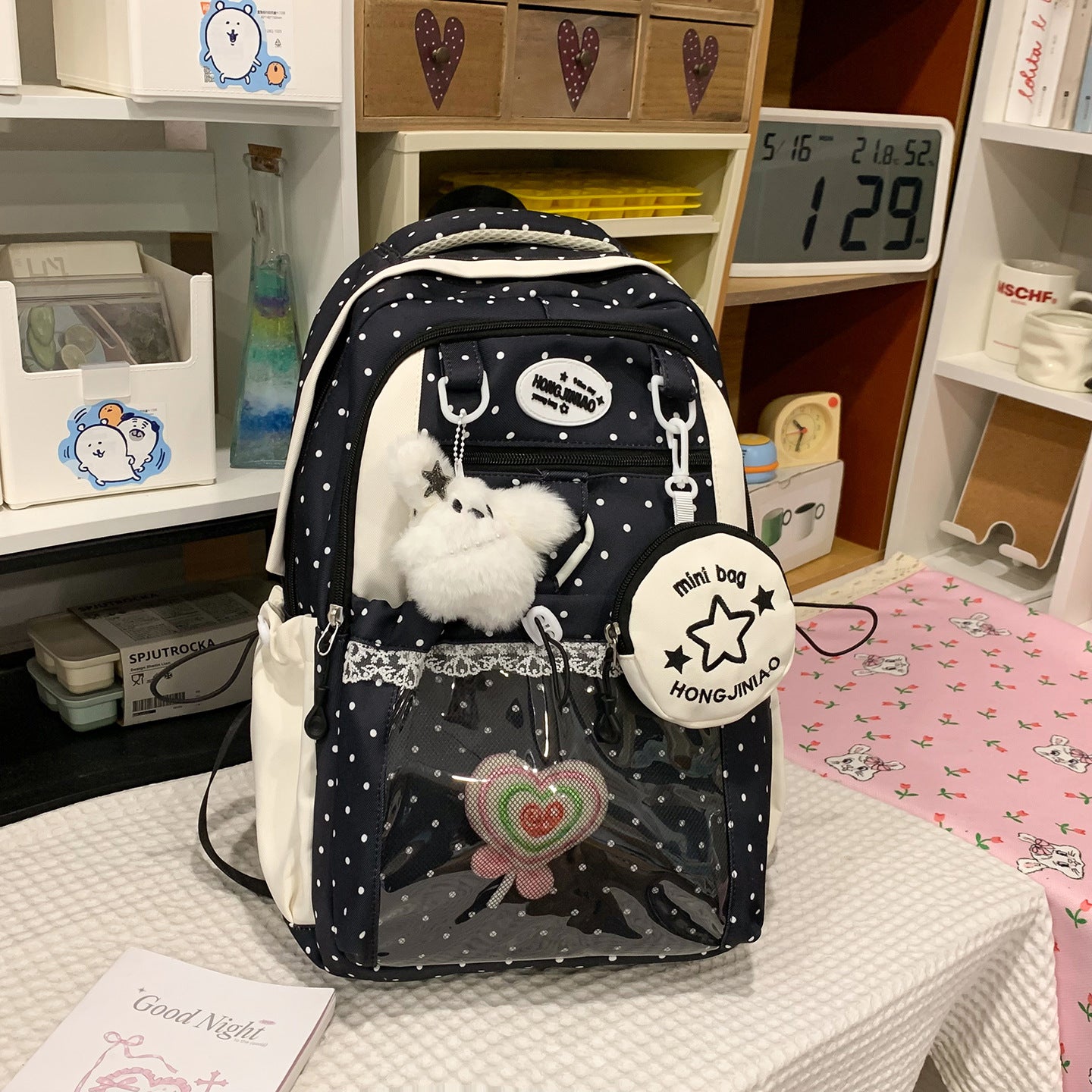 Verspieltes Charakterdesign Transparenter Schulrucksack