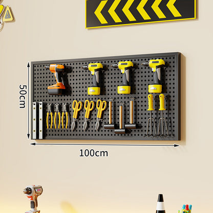 Wandmontierter perforierter Metallwerkzeug-Pegboard-Organizer mit Magnetstreifen und Mehrfachhaken