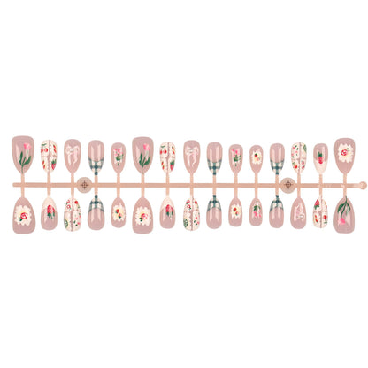 Floral Print Press-On Nail Art Set