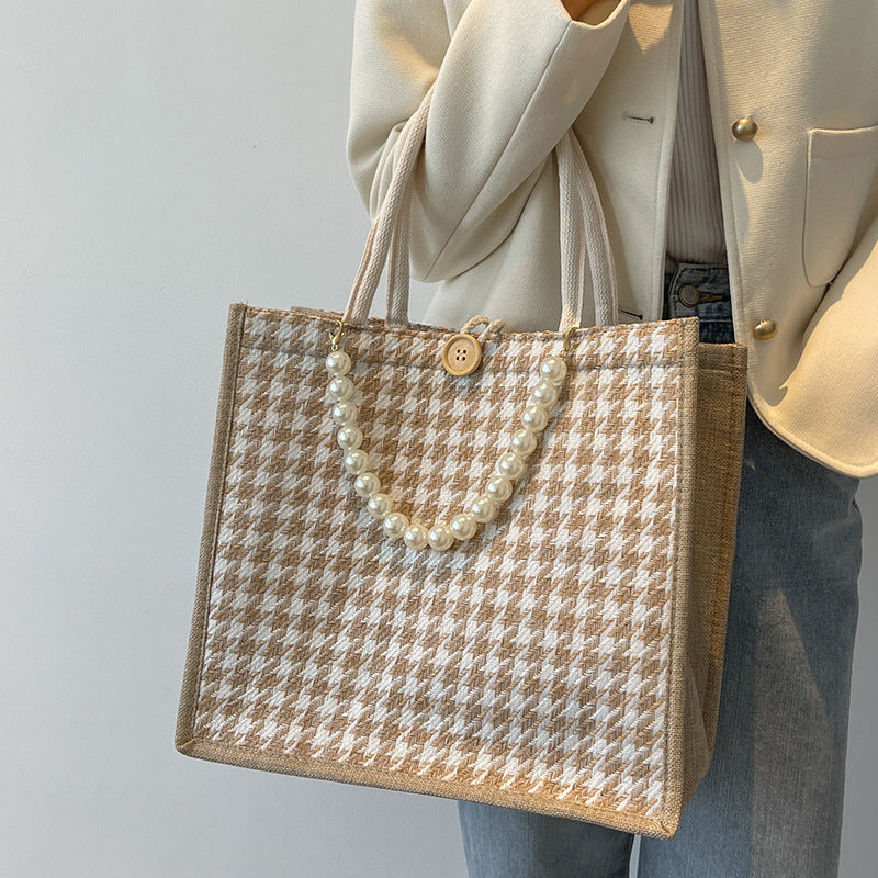 Hahnentritt-Muster Tote-Bag