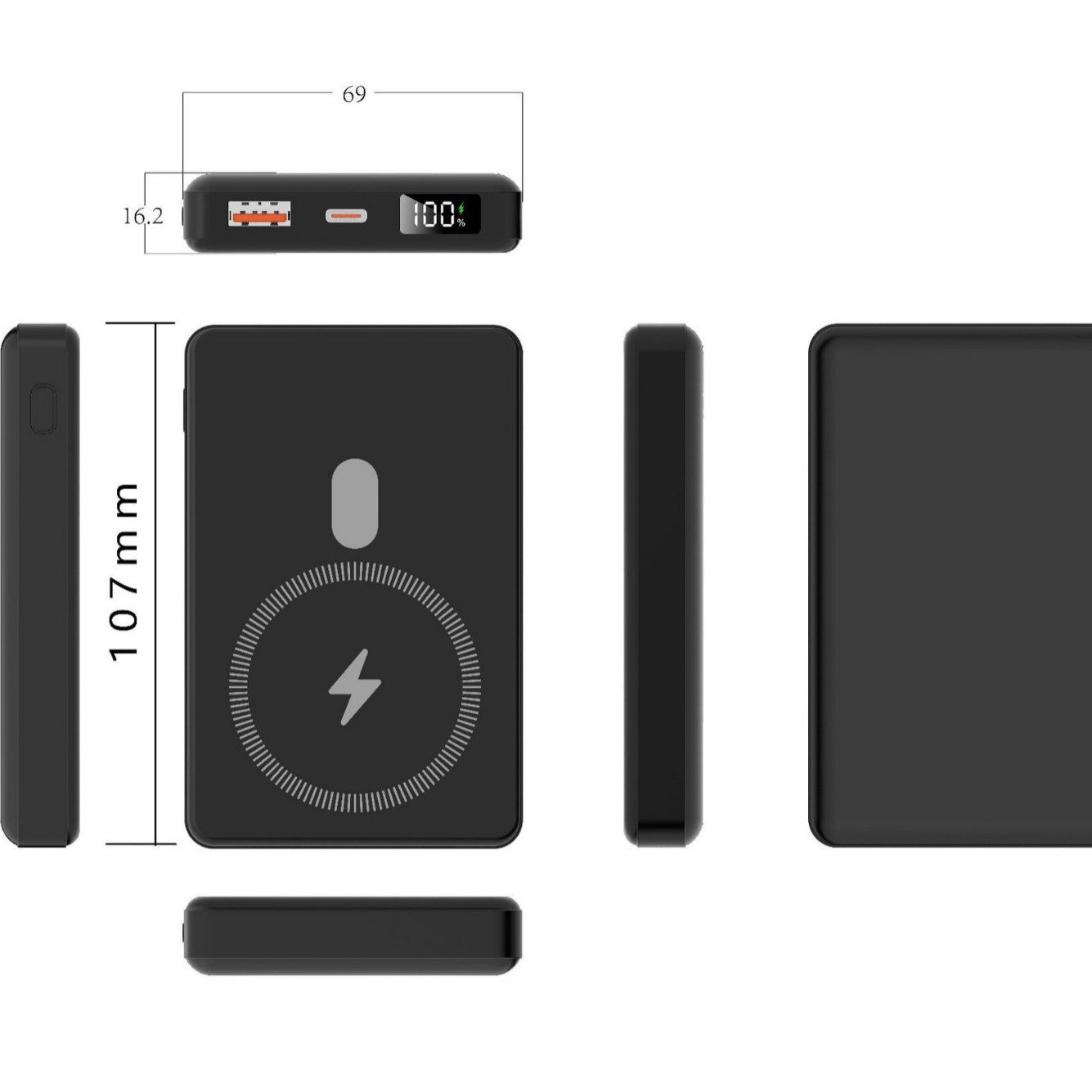 Tragbare Powerbank mit Hochmoderner Induktionsladung und Digitaler Anzeige Brehn
