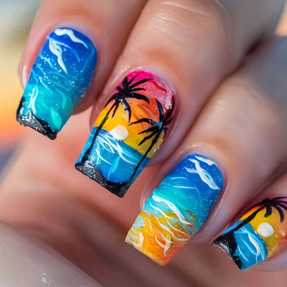 Küsten Sonnenuntergang Nagelkunst Brehn