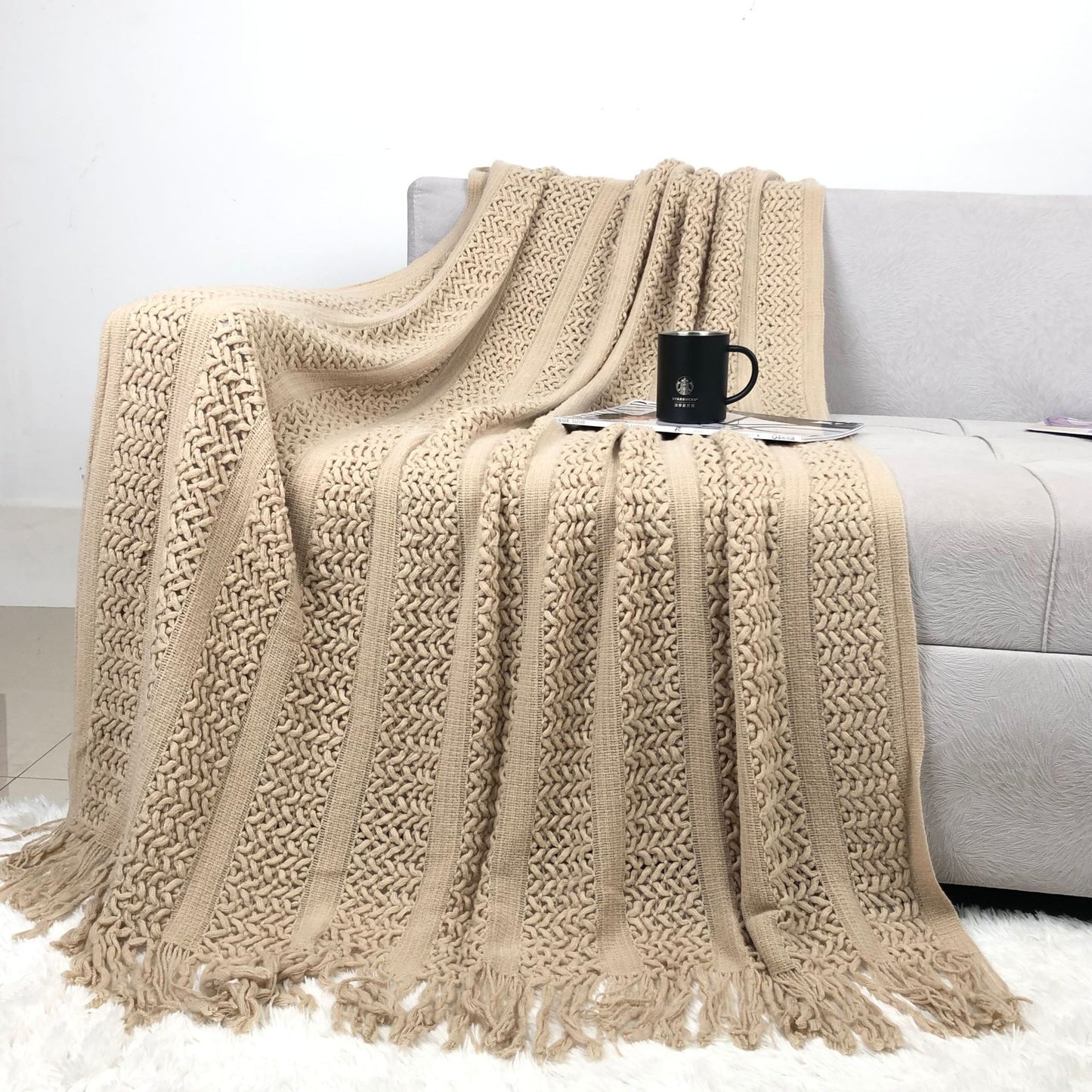 Gemütliche Strickdecke Brehn