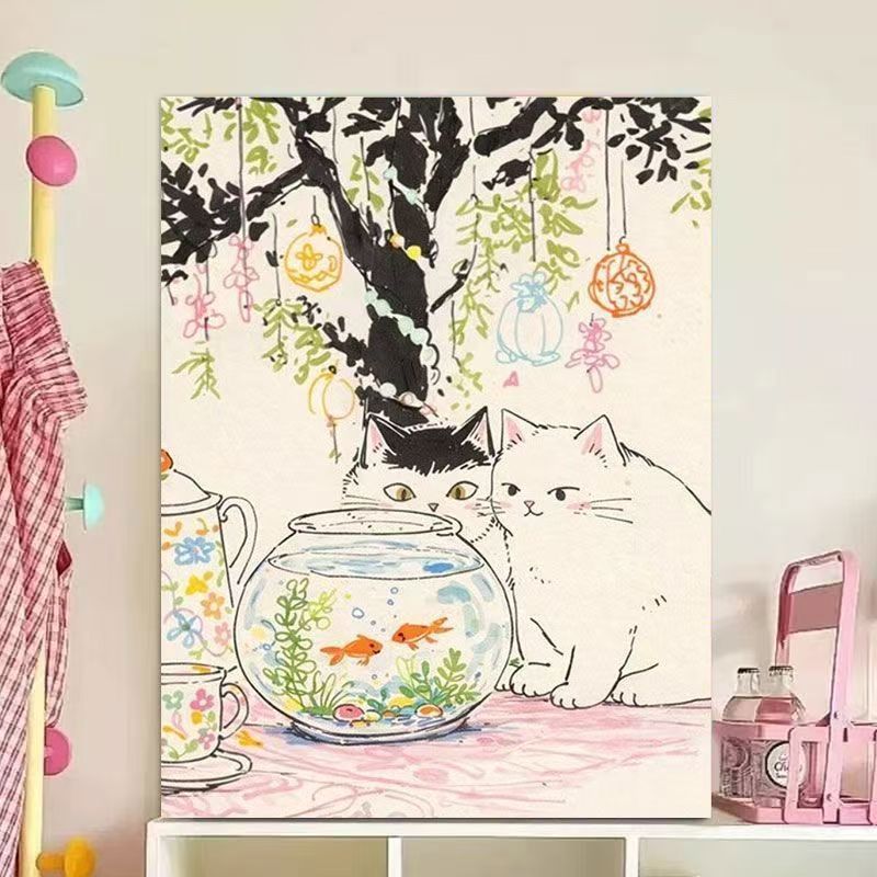 Verspielt Katze Illustration Leinwand Kunst Druck Brehn