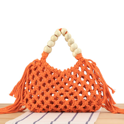 Makramee-Handtasche mit Holzgriffen Brehn