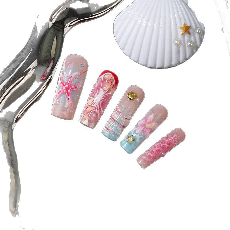 Tropisch vom Ozean inspiriertes Press-On Nagelset Brehn