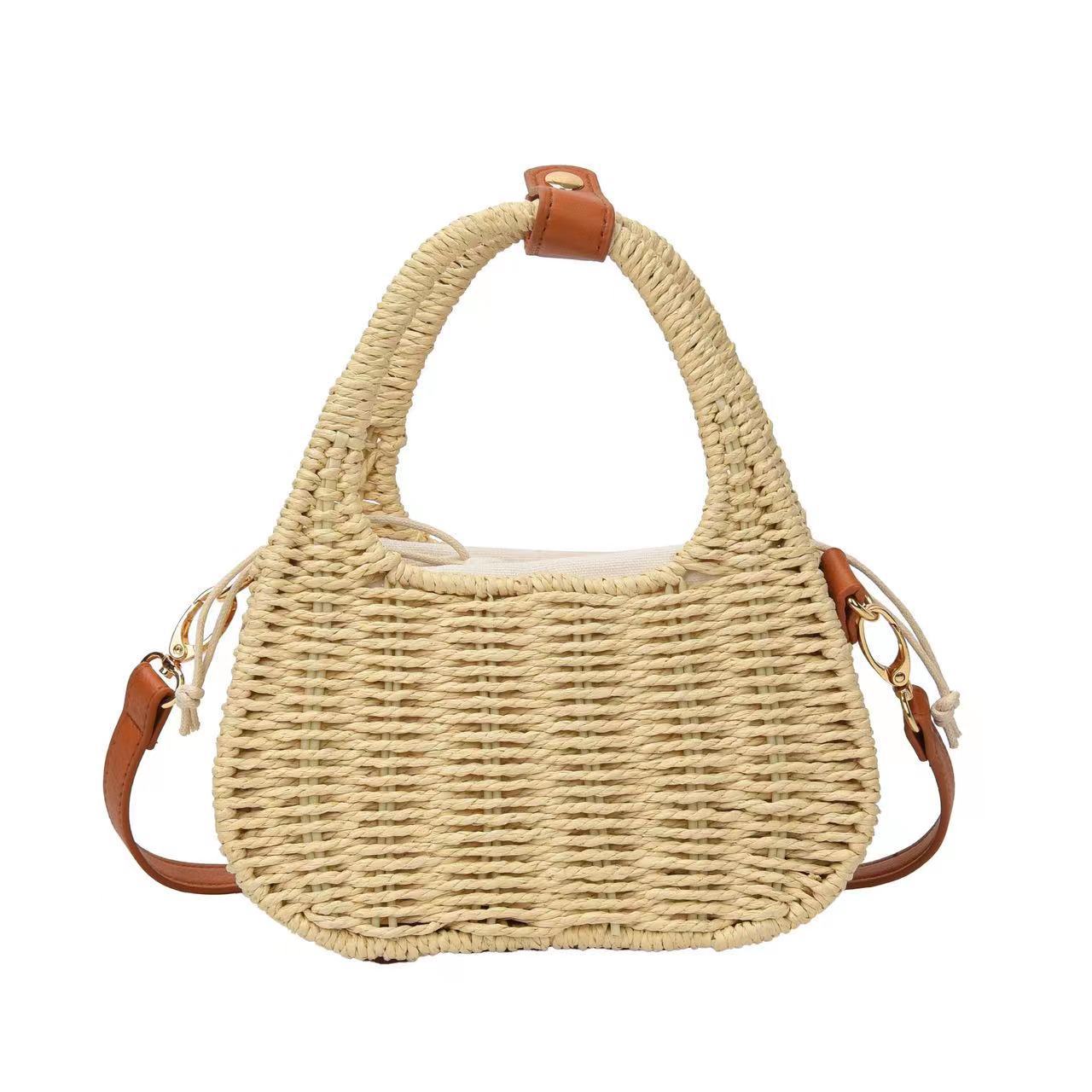 Modische Rattantasche mit Elegantem Lederdetail Brehn