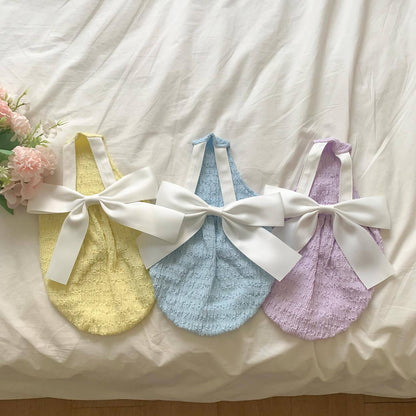 Säuglings Smocked Halter Einteiler mit Übergroßer Schleife Rücken