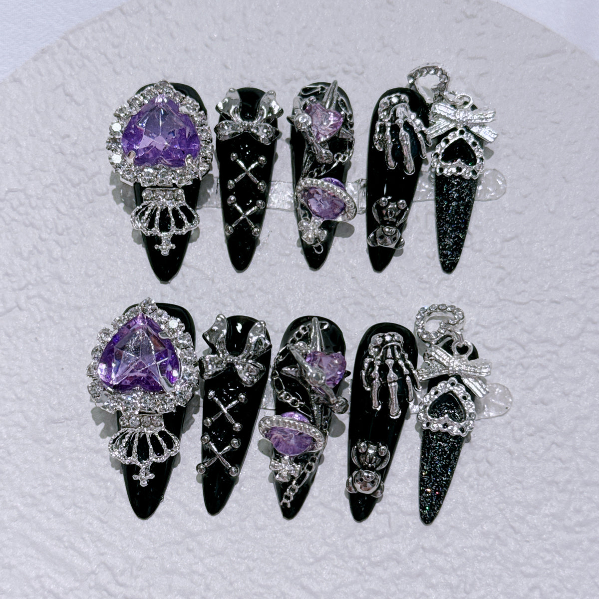 Gothic-inspiriertes Strass-Nagelkunst-Set