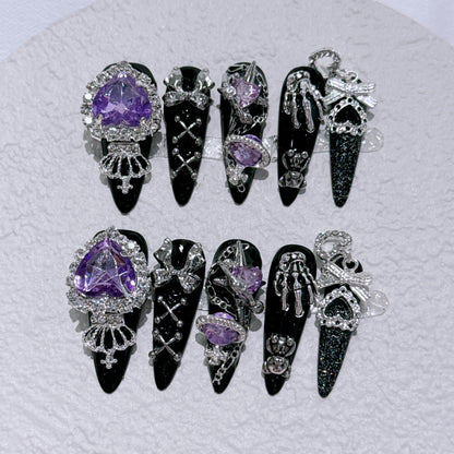Gothic-inspiriertes Strass-Nagelkunst-Set