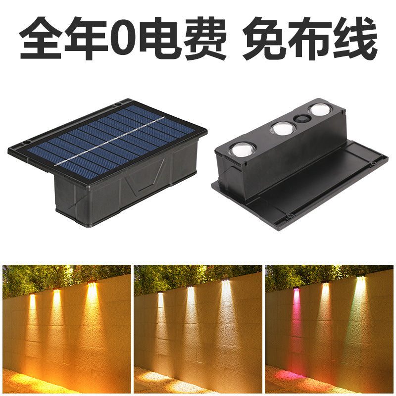 Outdoor Solar RGB Dual-Strahl Wandlampe mit integriertem photovoltaischen Panel und wetterfestem Montagesockel Brehn