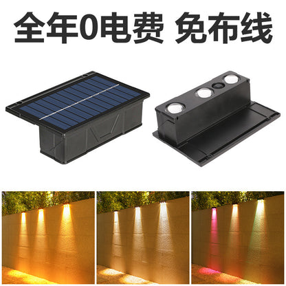 Outdoor Solar RGB Dual-Strahl Wandlampe mit integriertem photovoltaischen Panel und wetterfestem Montagesockel Brehn