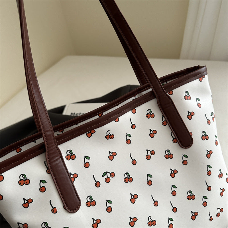 Trendige Kirschen-Print-Shoppertasche