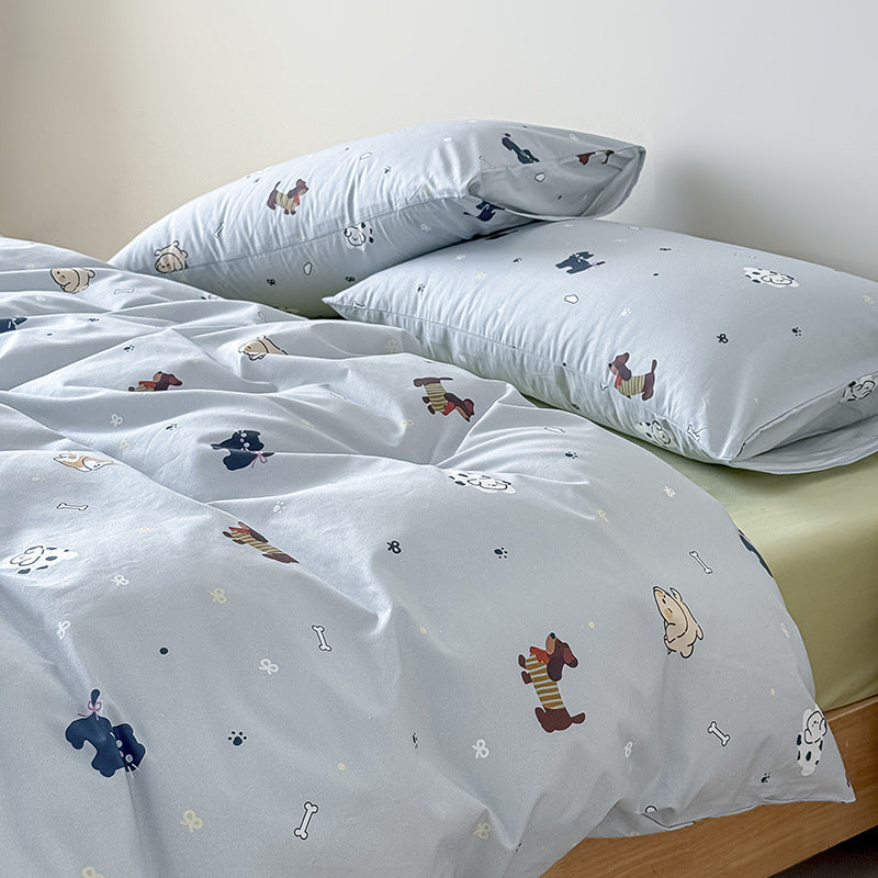 Florales Baumwoll-Satin Bettbezugset mit Kissenbezügen