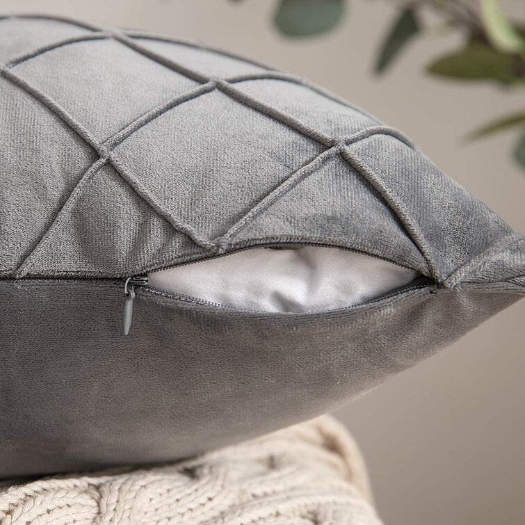Gepolsterter Diamant-Velours-Wurfkissenbezug mit verstecktem Reißverschluss und plüschigem Einsatzsupport