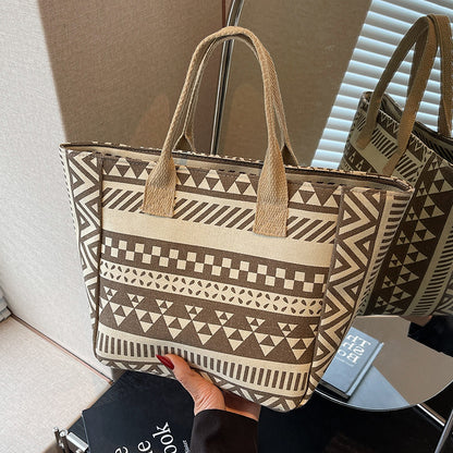 Geometrisches Druck-Canvas-Shopper-Bag