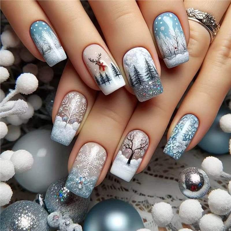 Festliches Feiertags-Themen Press-On Nail Art Set Brehn