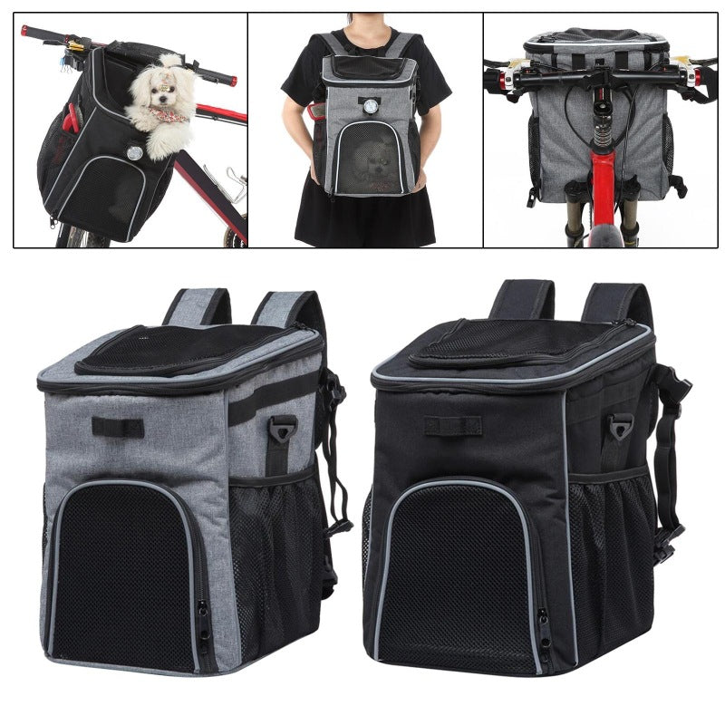 Vorn montierte Haustiertrage Tasche für das Fahrrad mit sicherer Leine atmungsaktives Mesh gepolsterter Boden reflektierender Rand Brehn