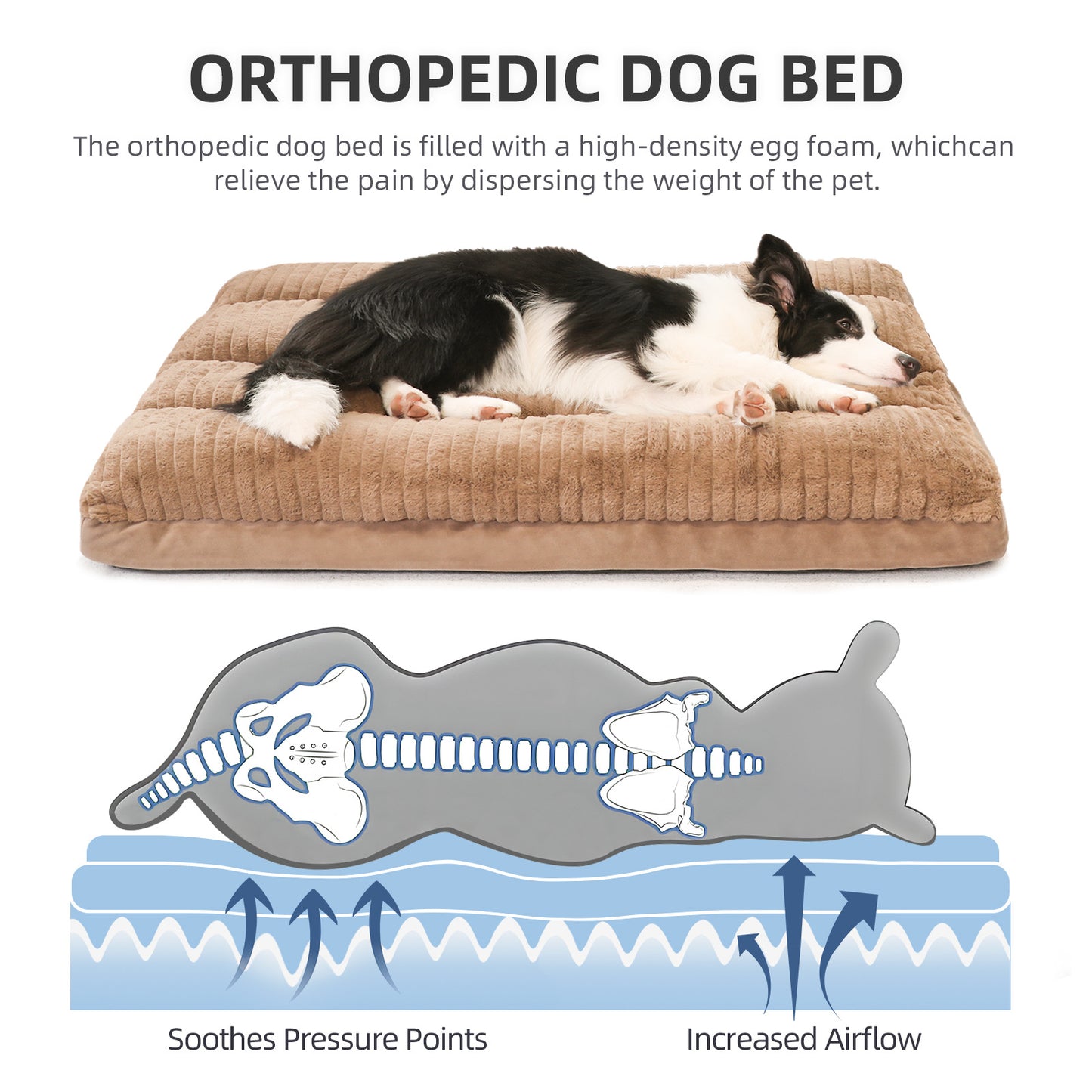 Unisex Orthopädisches Premium-Hundekissen mit Kuscheloberfläche Brehn