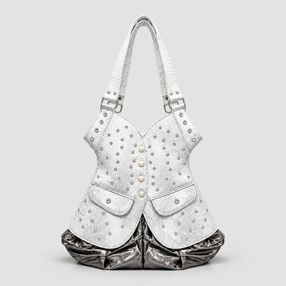 Nieten-Krokodil-Prägeleder-Handtasche