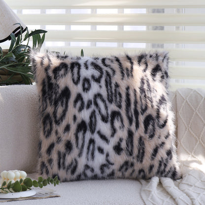 Quadratischer Faux-Fur Kissenbezug im Vintage‑Leopardenprint mit extraweichem Langhaar Brehn