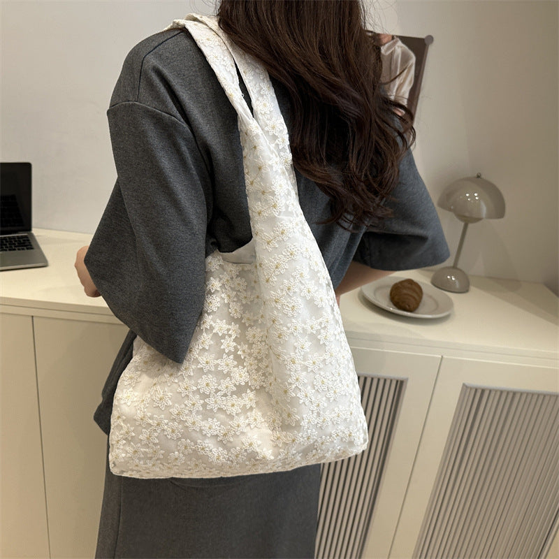Elegante floral bestickte Einkaufstasche Brehn