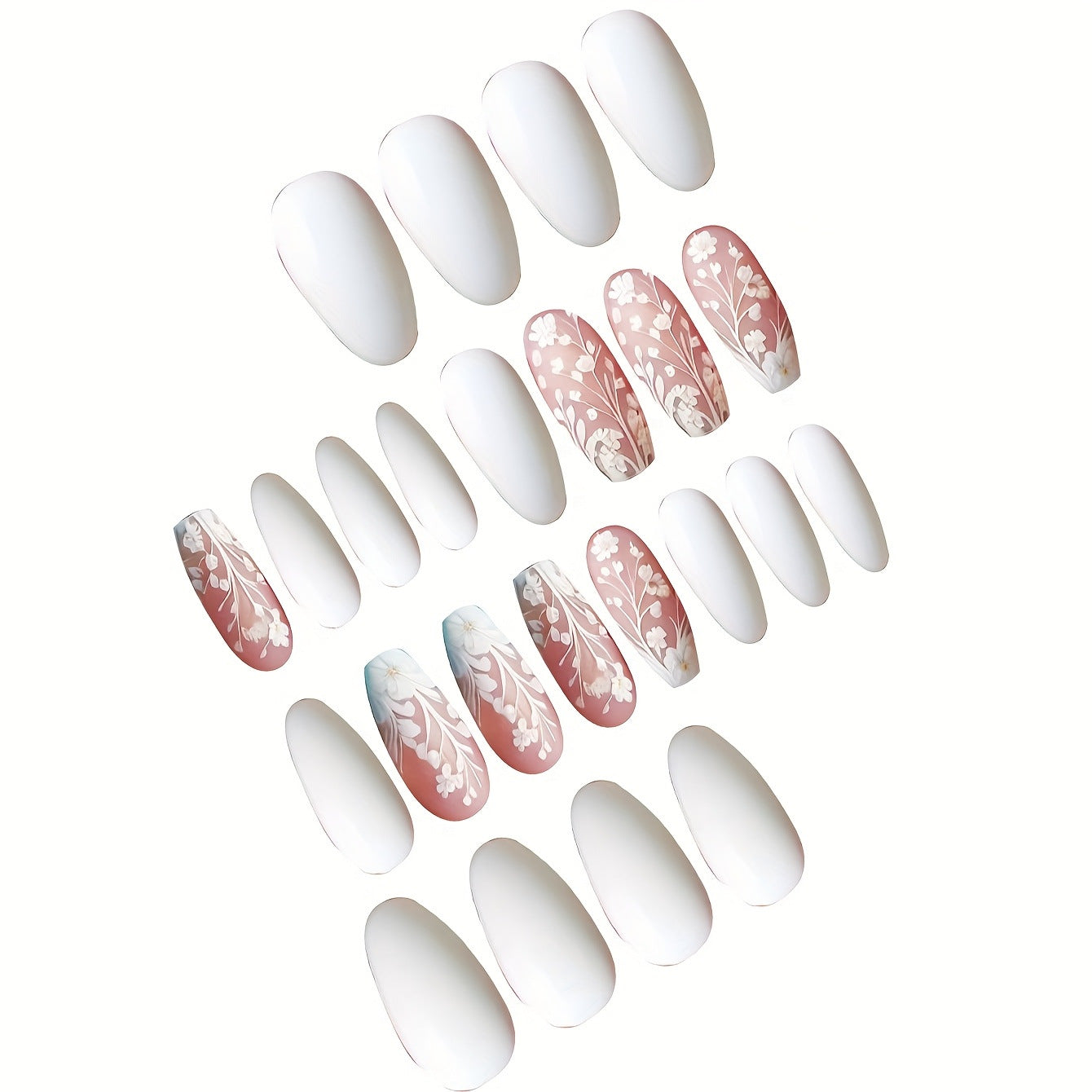 Elegante Blumen Kunst Press-On Nagel Set Brehn