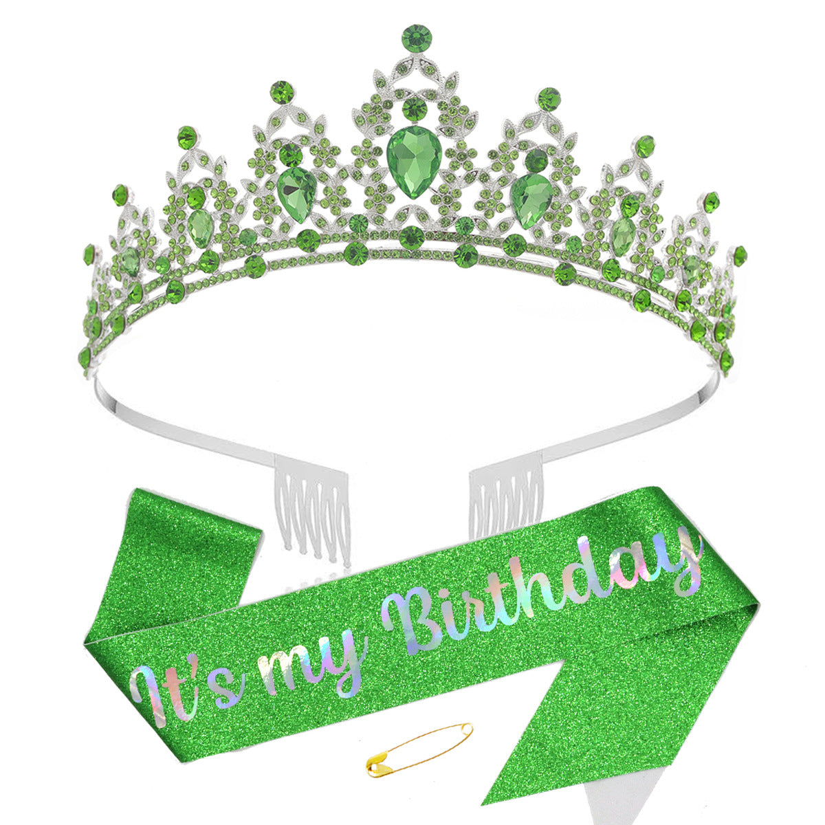 Damen Schwarz verzierte Tiara mit edlem Design Brehn