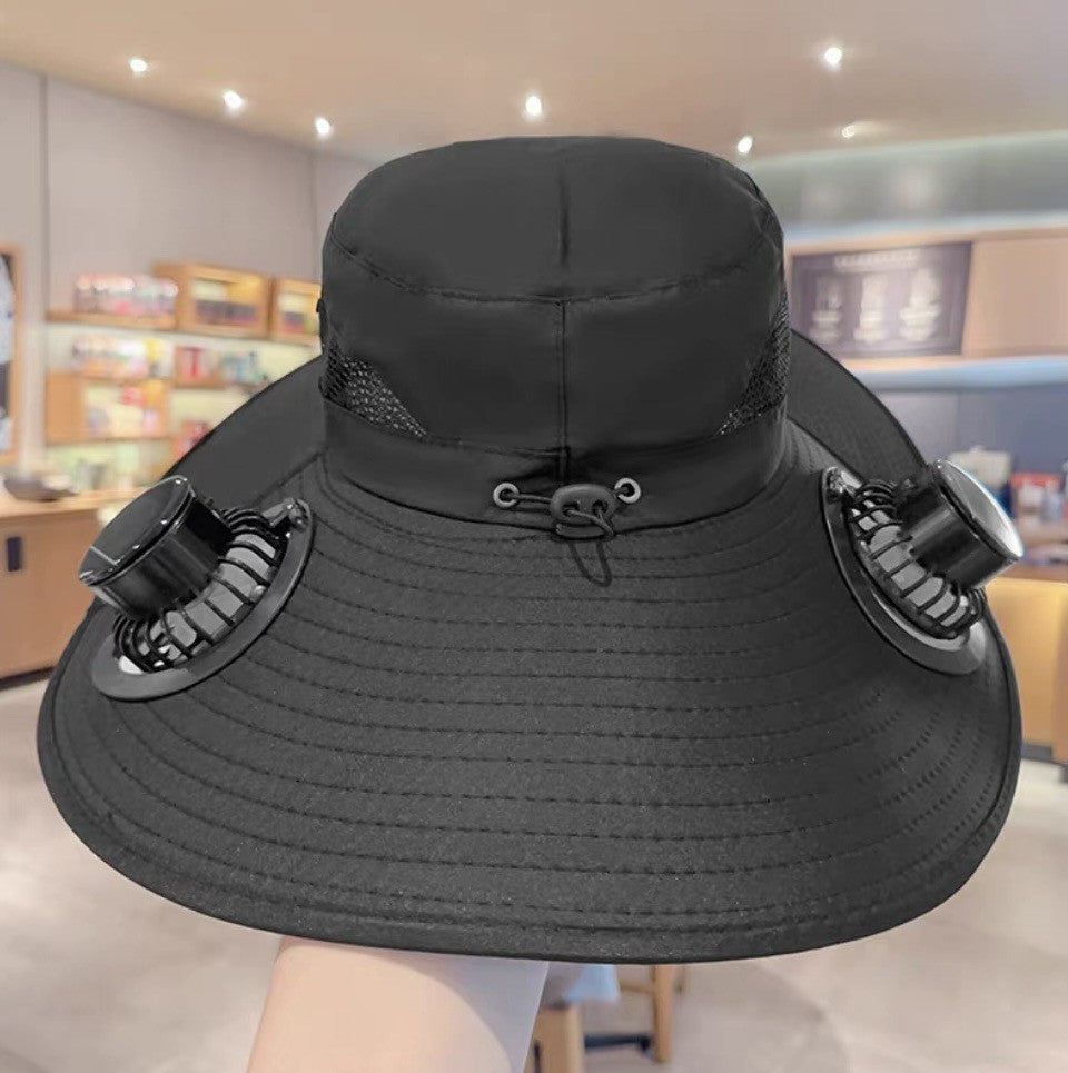 UV-Schutz-Sonnenhut mit abnehmbaren Gesicht- und Nacken-Schutz, integriertem Solarfan und atmungsaktivem Mesh Brehn