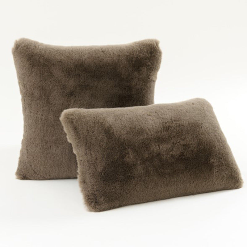 Plüsch-Faux-Fur-Quadrat- und Lendenkissen-Set mit weichem Mikrofaser-Rücken