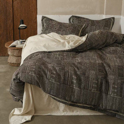 Bettwäsche-Set aus Leinen mit strukturierter Patchwork-Optik