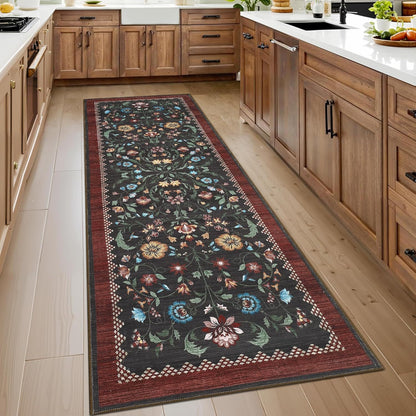 Vintage Floral Print Läuferteppich