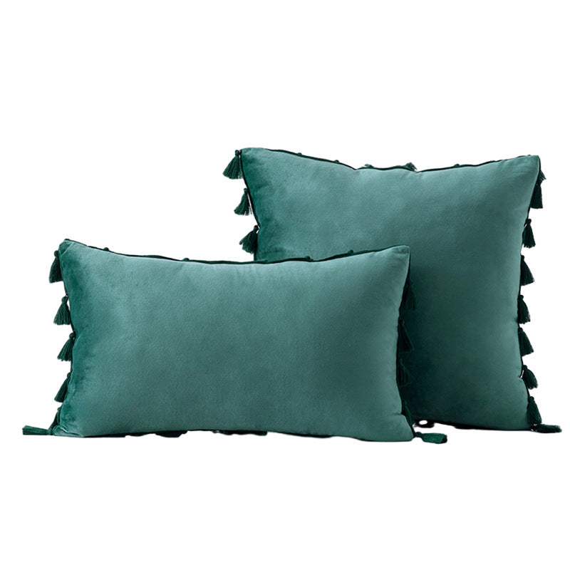 Velvet Quaste-Trim Quadrat und Lenden Dekokissen Set