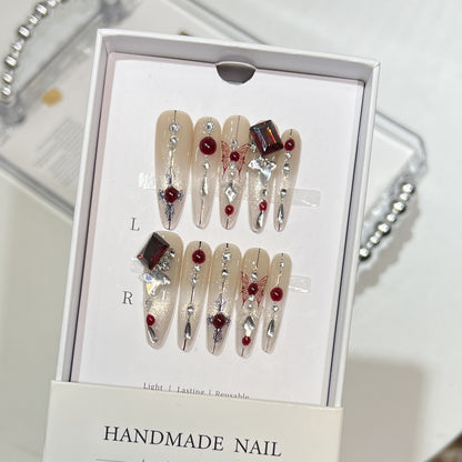 Künstlerisches floral verziertes Press-On Nail Set Brehn