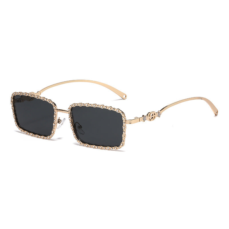 Damen elegante quadratische Sonnenbrille mit luxuriösem Strassrahmen Brehn