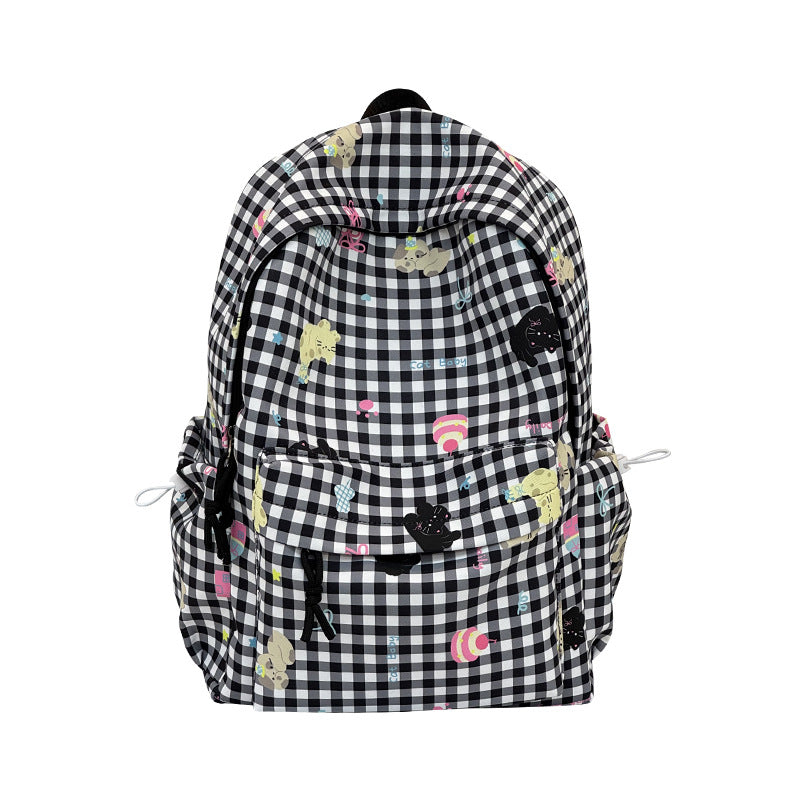 Rucksack mit Kreativem Karomuster und Verspielten Applikationen Brehn