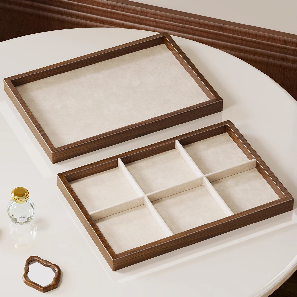 Zwölf-Fächer Bambus Schmuck Organizer Tray
