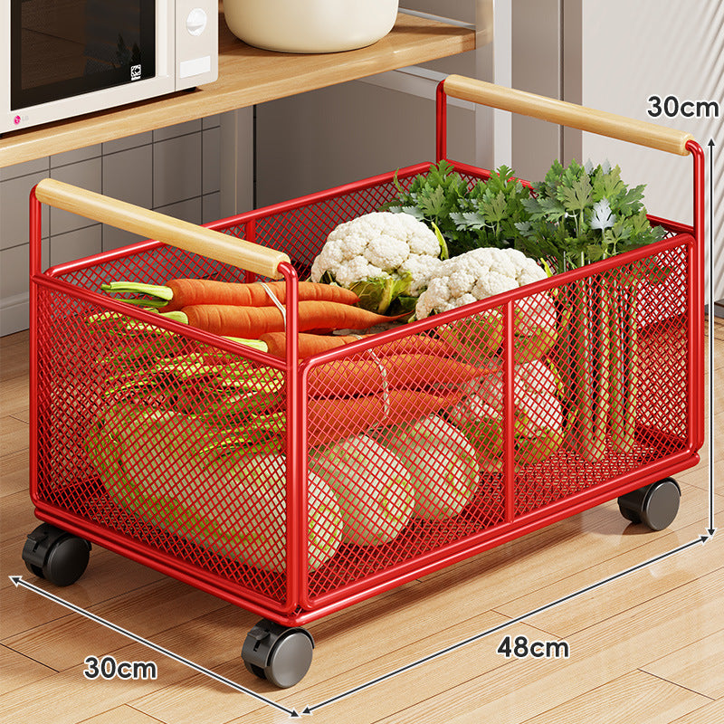 Rollwagen aus Mesh mit Holzgriffen