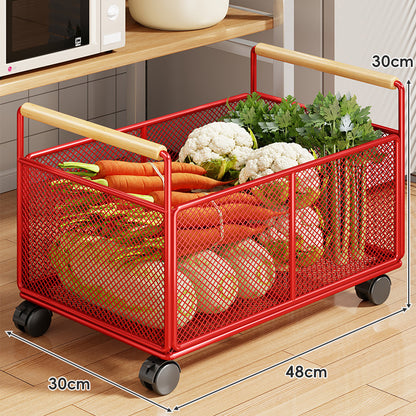Rollwagen aus Mesh mit Holzgriffen