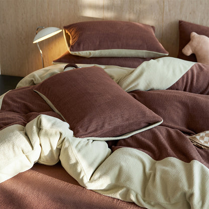 Umkehrbare Sherpa-Textur Kuscheldecke und Kissenbezug Set
