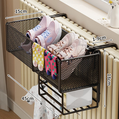 Radiator-Montierter Mesh Schuh- & Socken-Trocknungskorb mit Verstellklemme