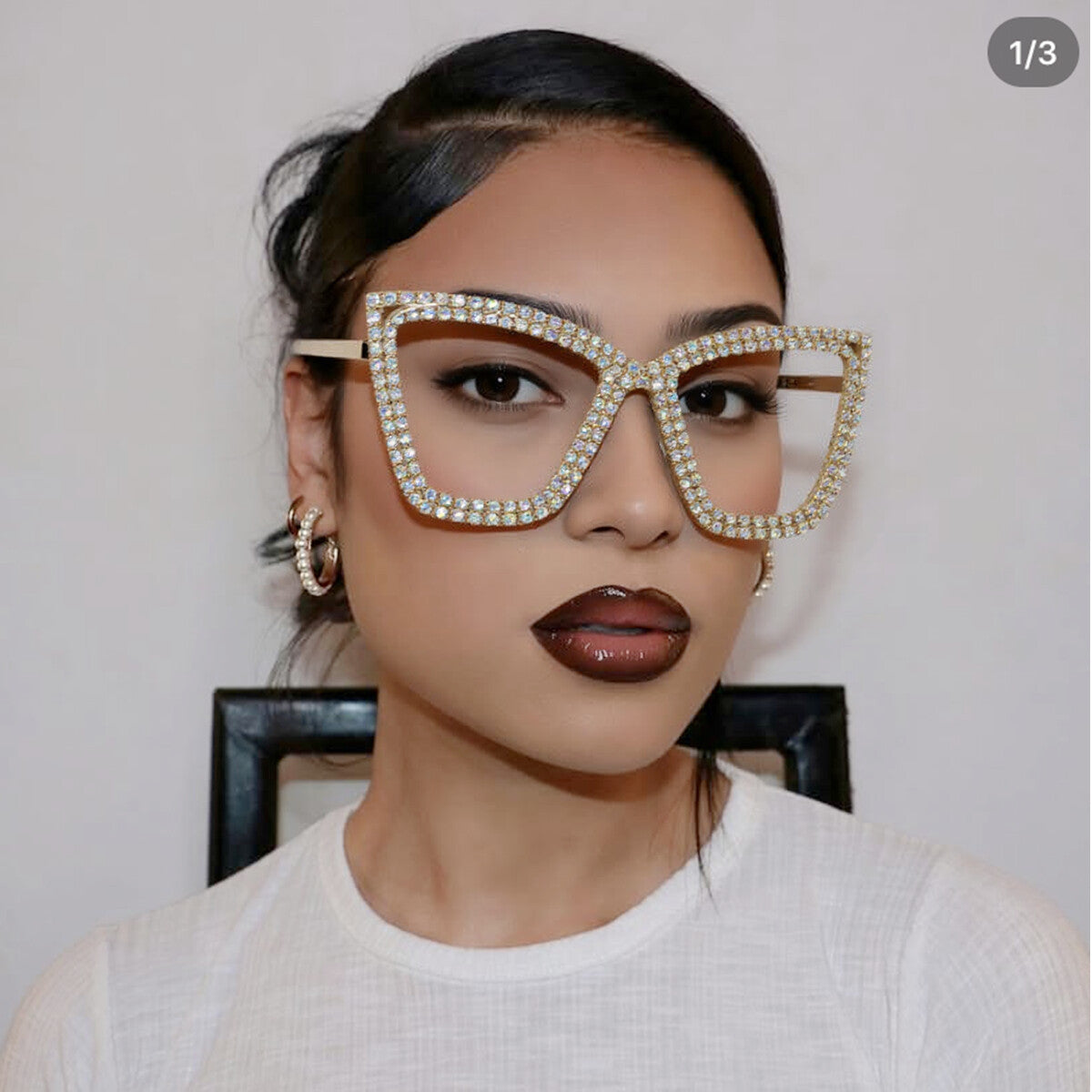 Damen extravagante Sonnenbrille mit funkelndem Kristallrahmen Brehn