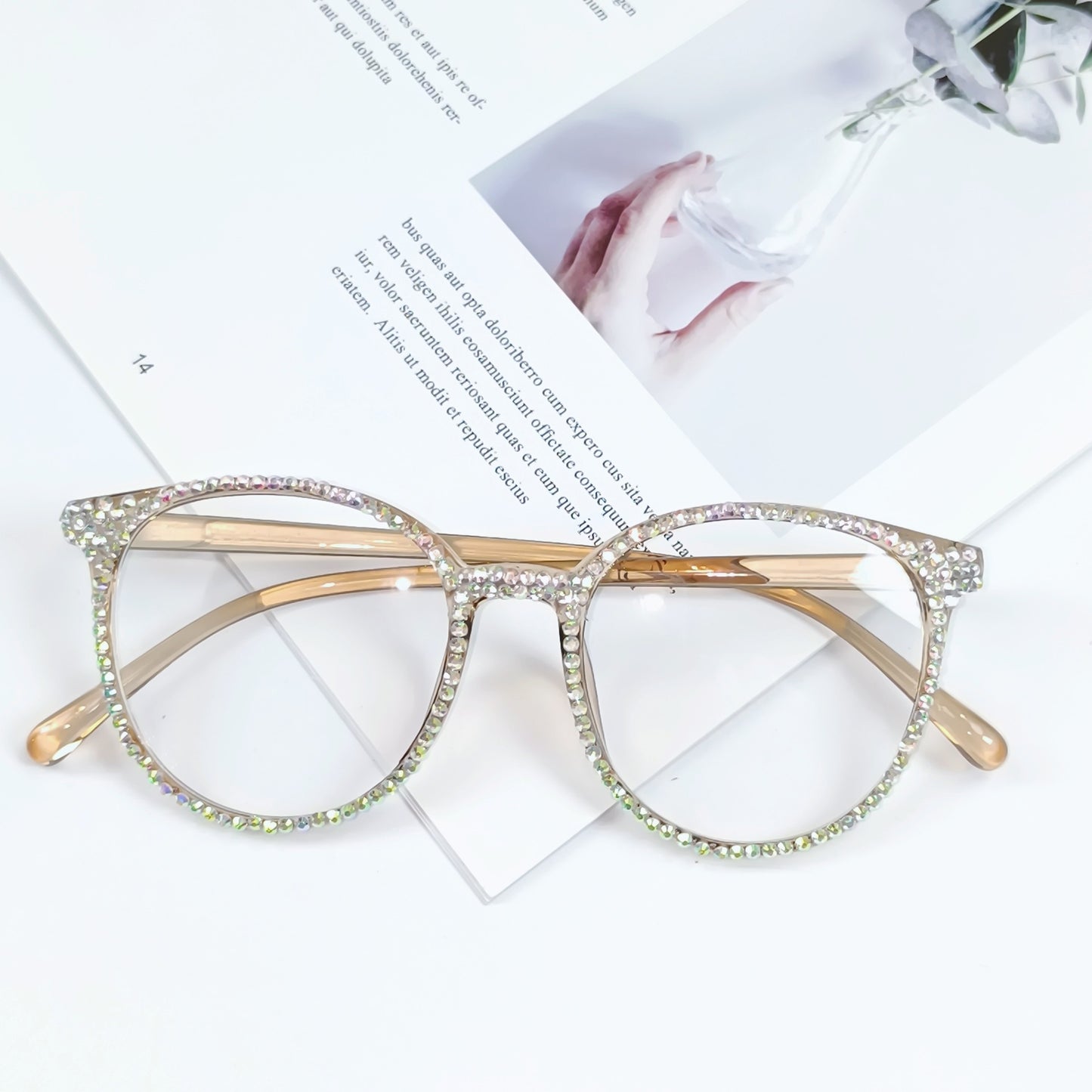 Damen Stylische Katzenaugen-Brille mit funkelndem Strassbesatz Brehn