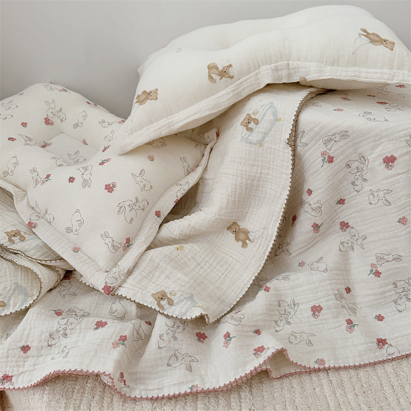 Unisex Kuschelige Muslin-Decke mit niedlichem Hasenmotiv Brehn