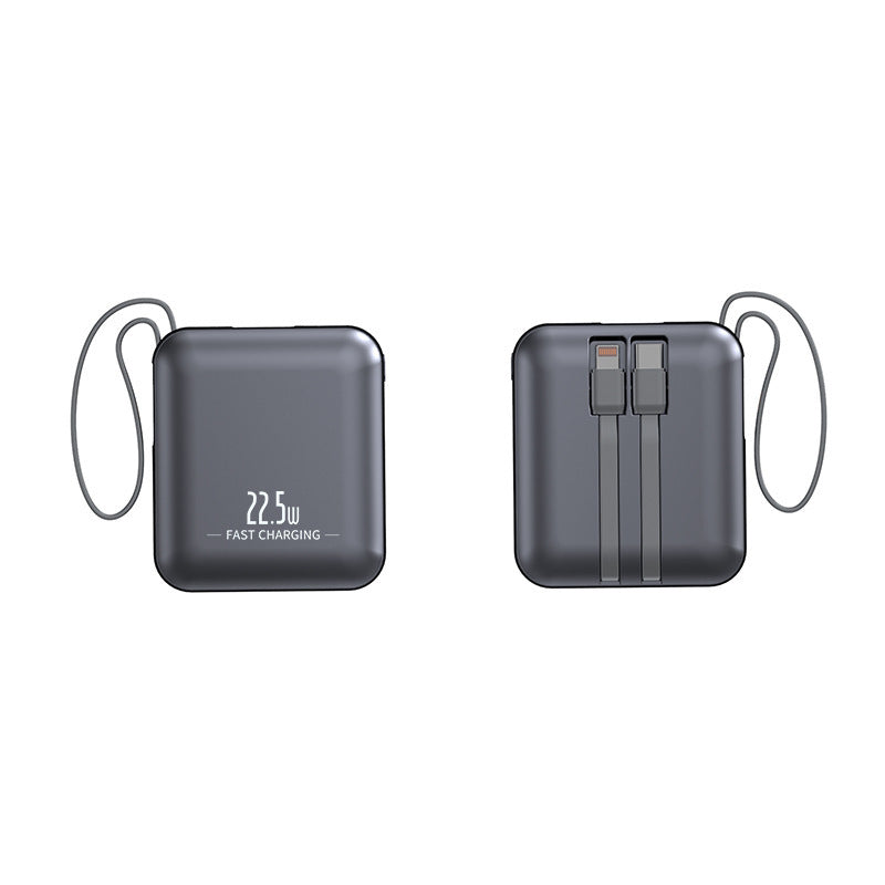 Tragbare Powerbank mit Schnellladefunktion und integriertem Kabelsystem Brehn
